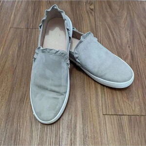 Kate Spade Lilly Suede With Small Ruffle Slip On Sneakers Gray Shoes